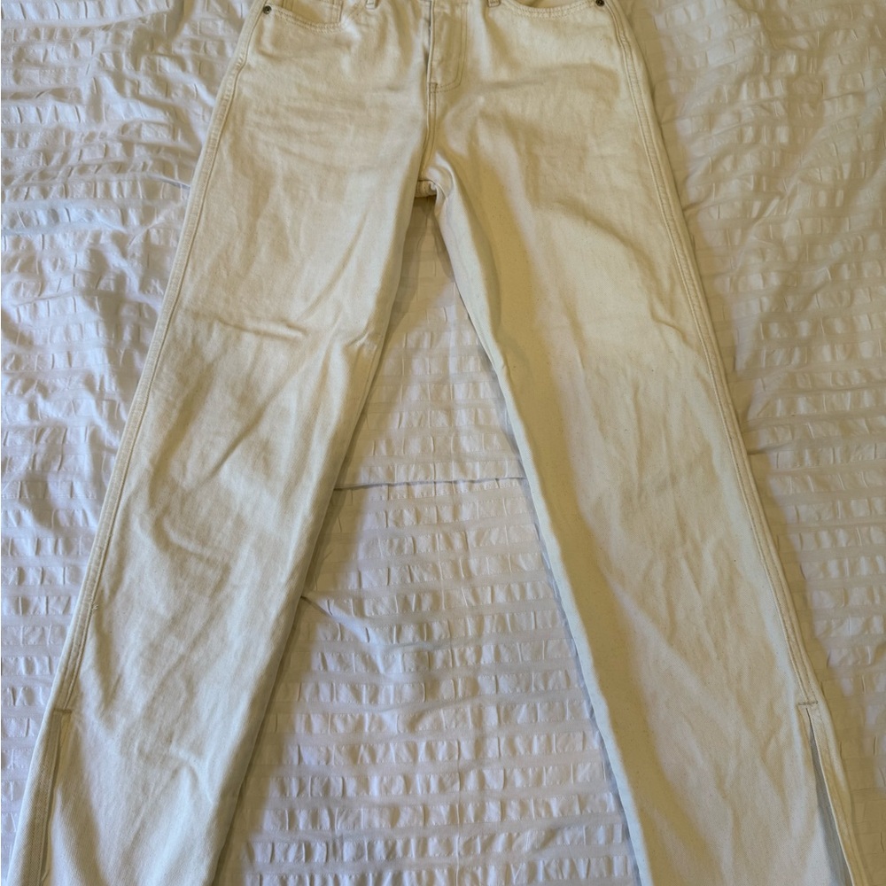 Zara Women's Off-White Slit Jeans